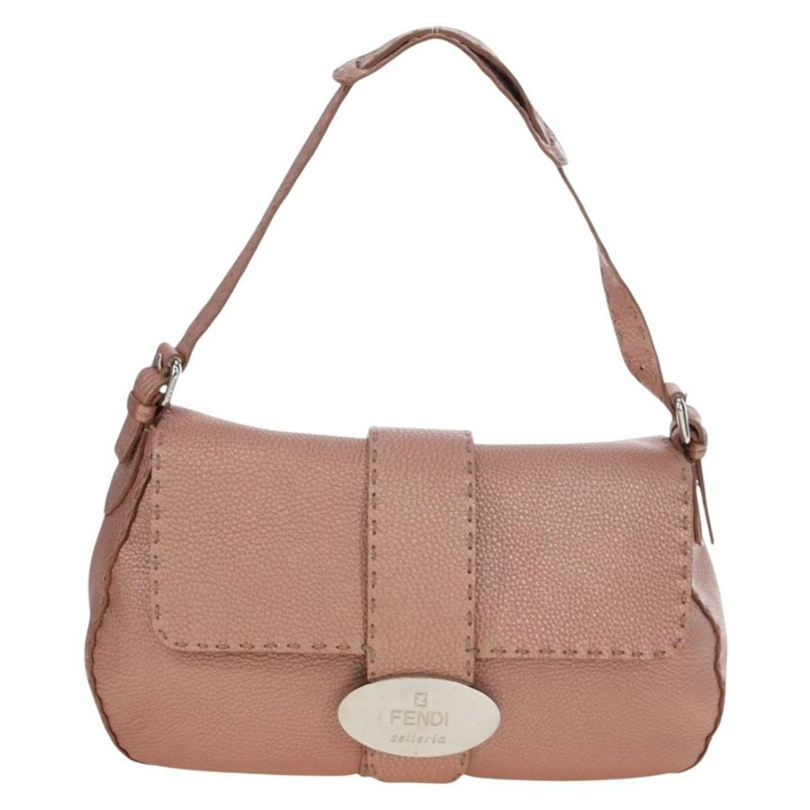 【日本直送】FENDI Celeria Baguette 單肩包 皮革 粉紅色 銀色 正品 ki6700V-12