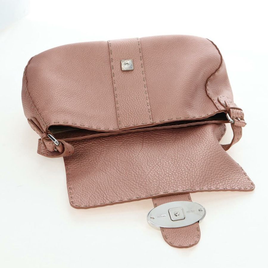 【日本直送】FENDI Celeria Baguette 單肩包 皮革 粉紅色 銀色 正品 ki6700V-18
