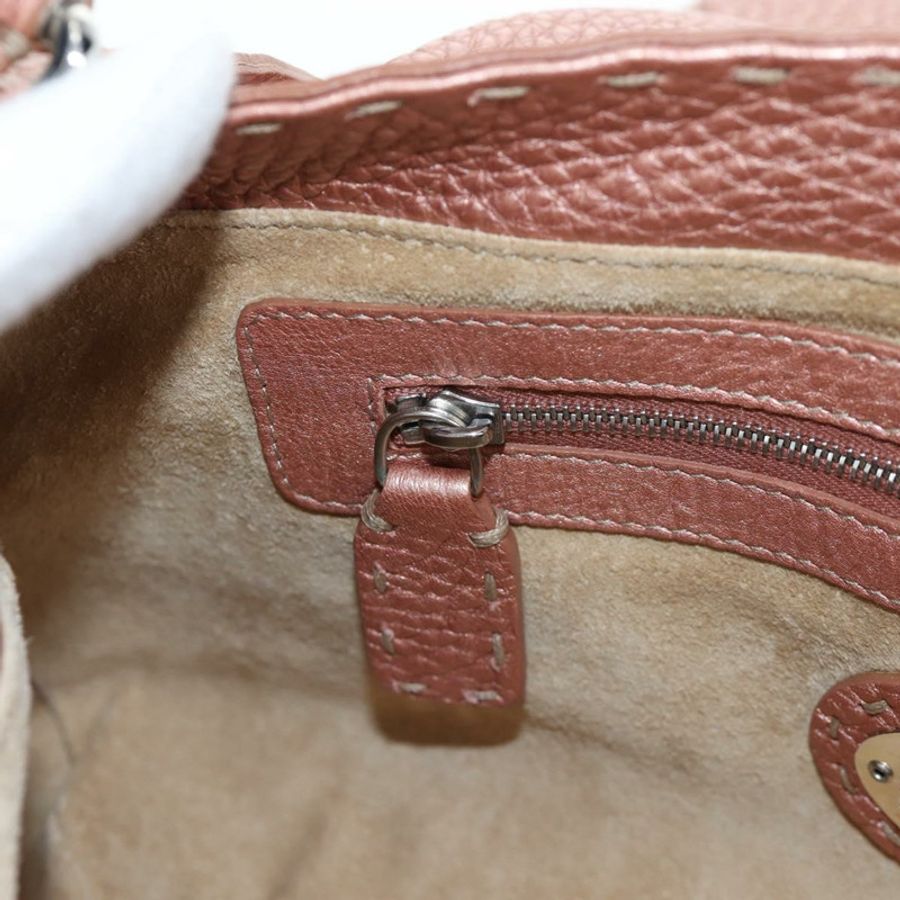 【日本直送】FENDI Celeria Baguette 單肩包 皮革 粉紅色 銀色 正品 ki6700V-23