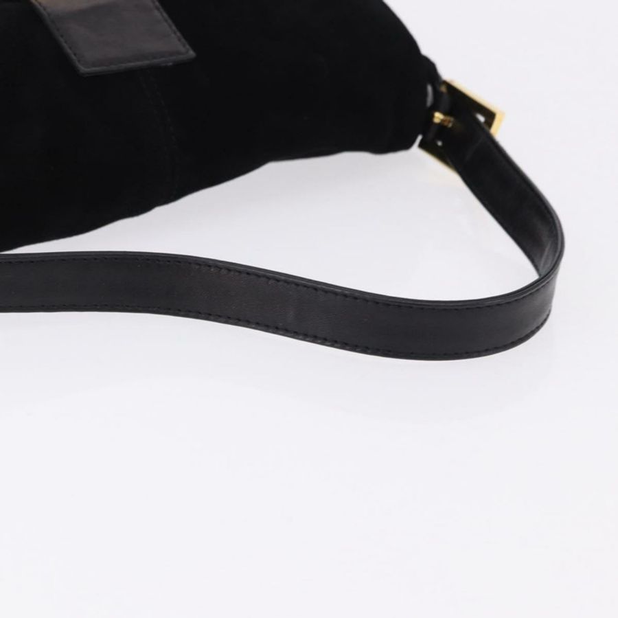 【日本直送】FENDI Mamma Baguette 單肩包,黑色金色調麂皮,正品 yk20635SAM-6