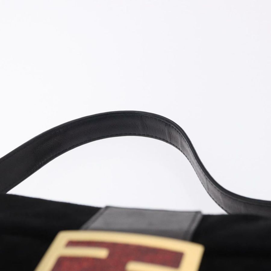 【日本直送】FENDI Mamma Baguette 單肩包,黑色金色調麂皮,正品 yk20635SAM-7