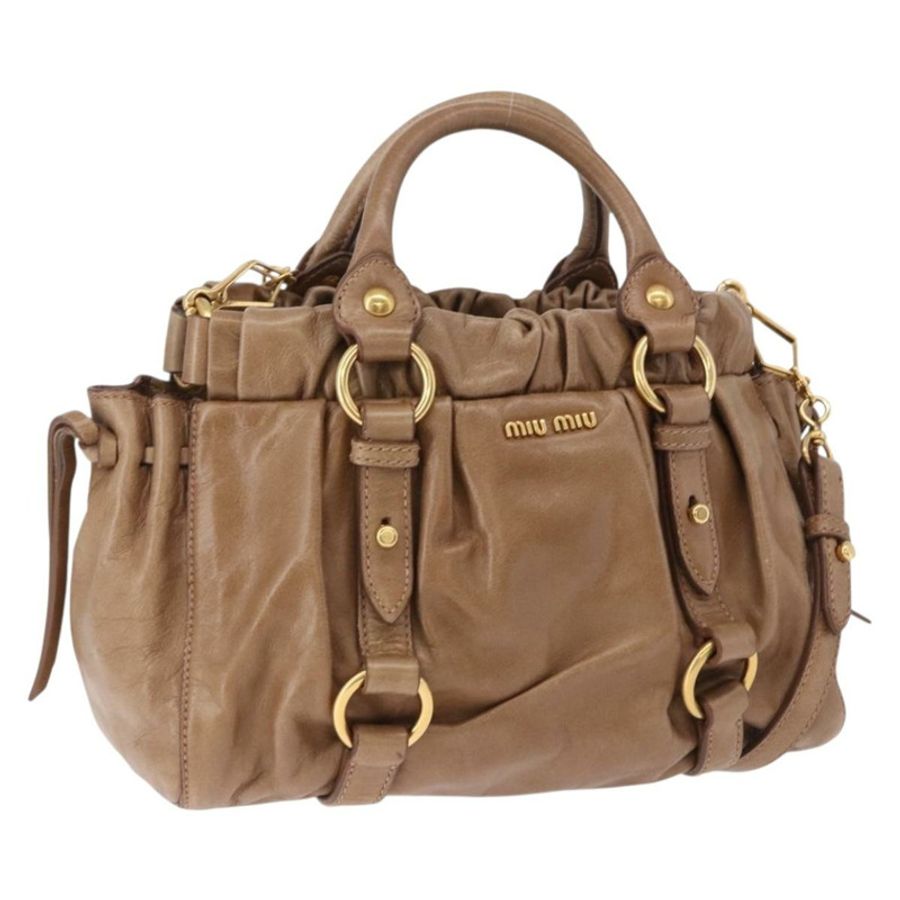 【日本直送】Miu Miu 手提包 皮革 兩用 棕色 金色色調 正品 yk20653M-0