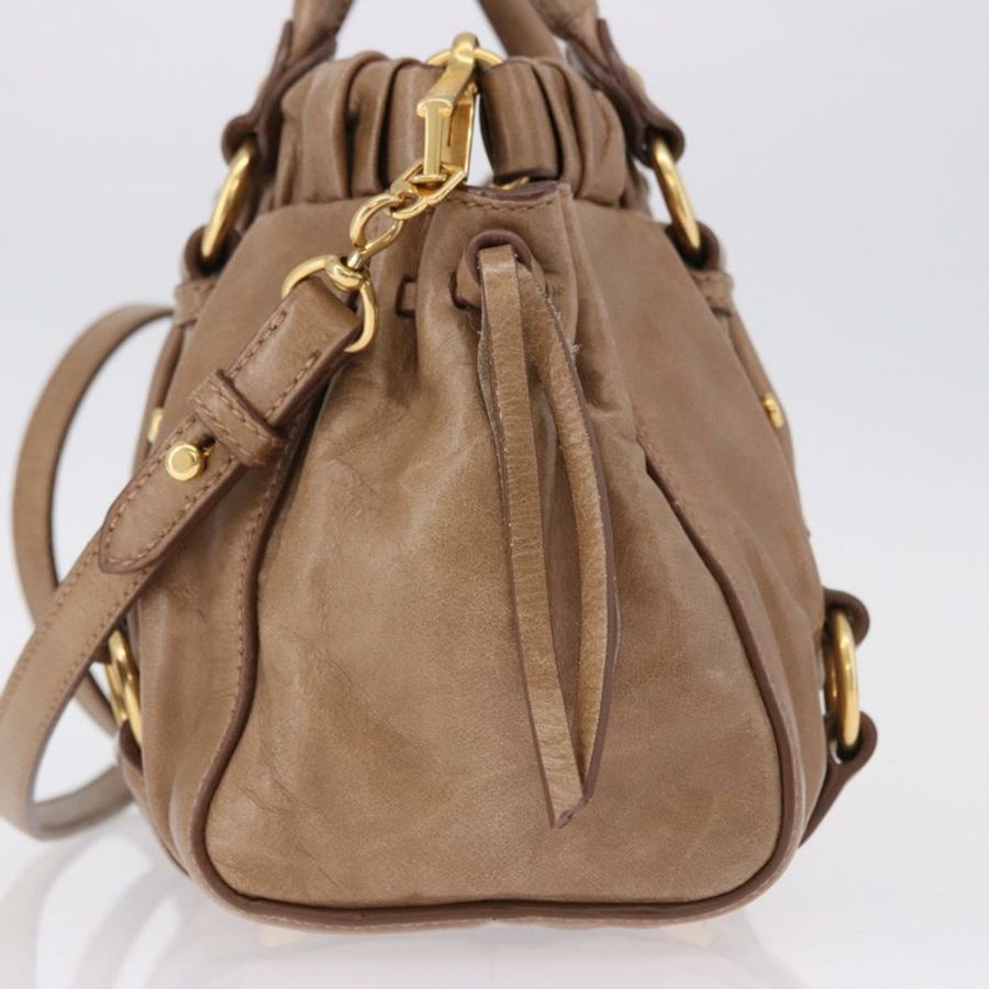 【日本直送】Miu Miu 手提包 皮革 兩用 棕色 金色色調 正品 yk20653M-2