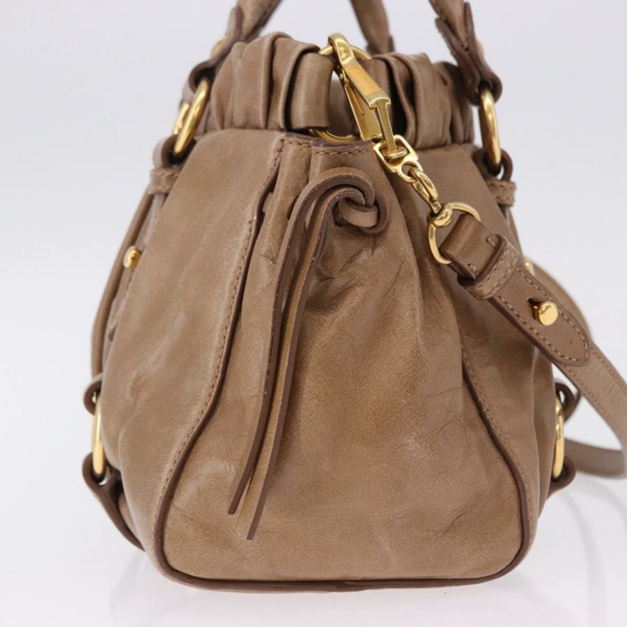 【日本直送】Miu Miu 手提包 皮革 兩用 棕色 金色色調 正品 yk20653M-3