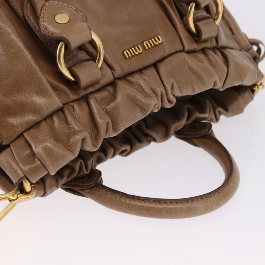 【日本直送】Miu Miu 手提包 皮革 兩用 棕色 金色色調 正品 yk20653M-5