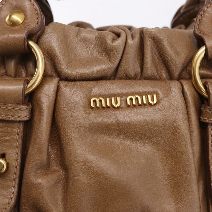 【日本直送】Miu Miu 手提包 皮革 兩用 棕色 金色色調 正品 yk20653M-18