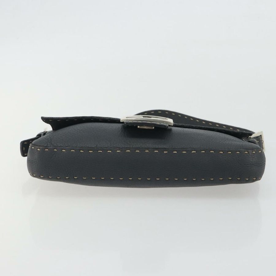 【日本直送】FENDI Celeria Mamma Baguette 單肩包 皮革 灰色 銀色 正品 yk20674M-4