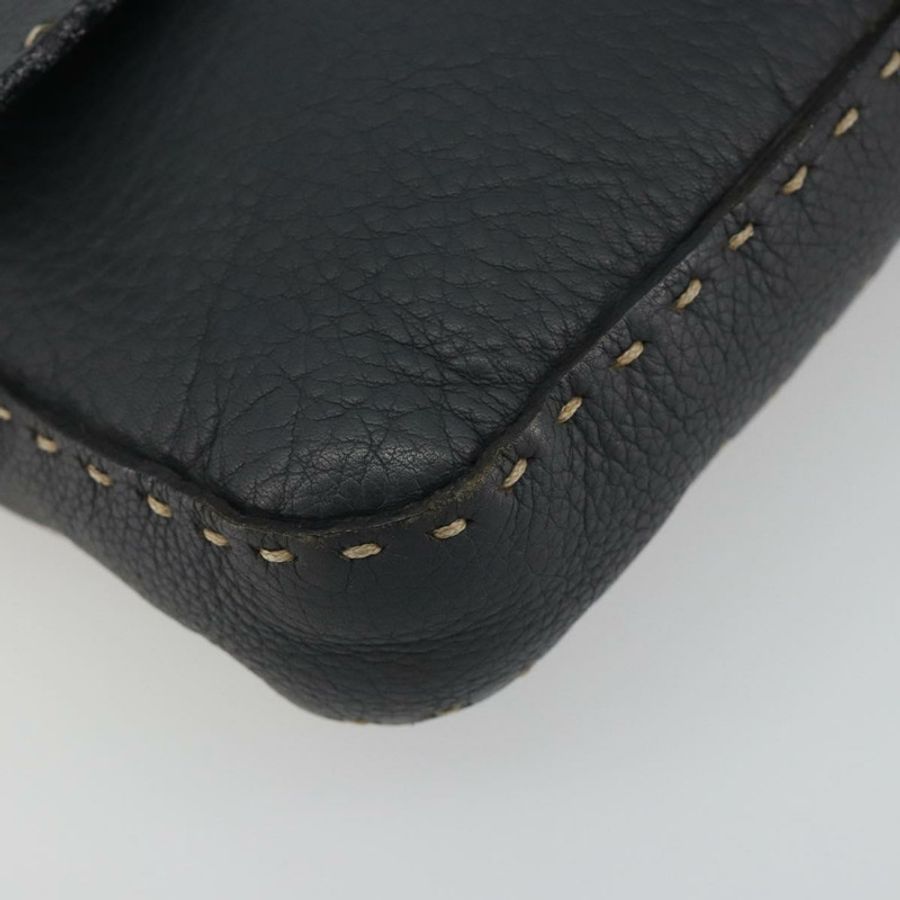 【日本直送】FENDI Celeria Mamma Baguette 單肩包 皮革 灰色 銀色 正品 yk20674M-13