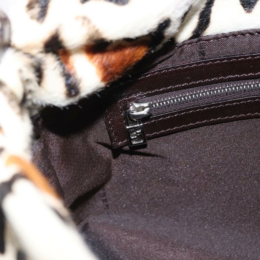 【日本直送】FENDI 豹紋 Mamma Baguette 單肩包 Harako 白銀 Auth yk20700SAM-23