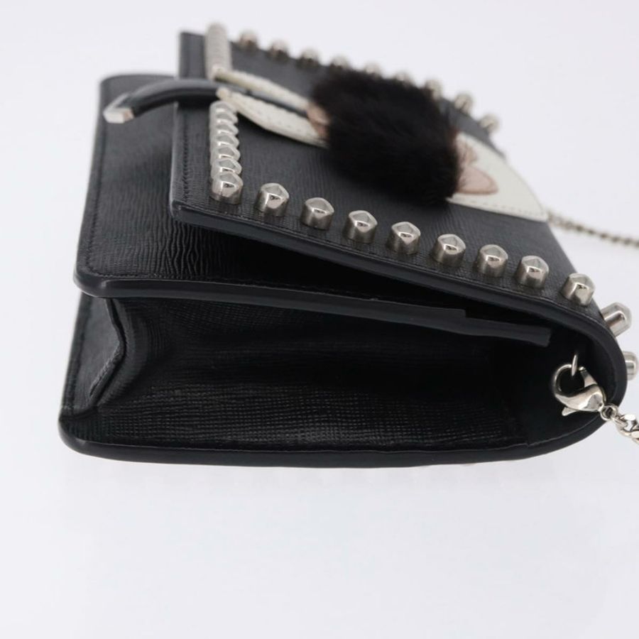 【日本直送】FENDI Karito 鏈條肩包 皮革 黑色 銀色 8M0346 正品 ka5424V-2