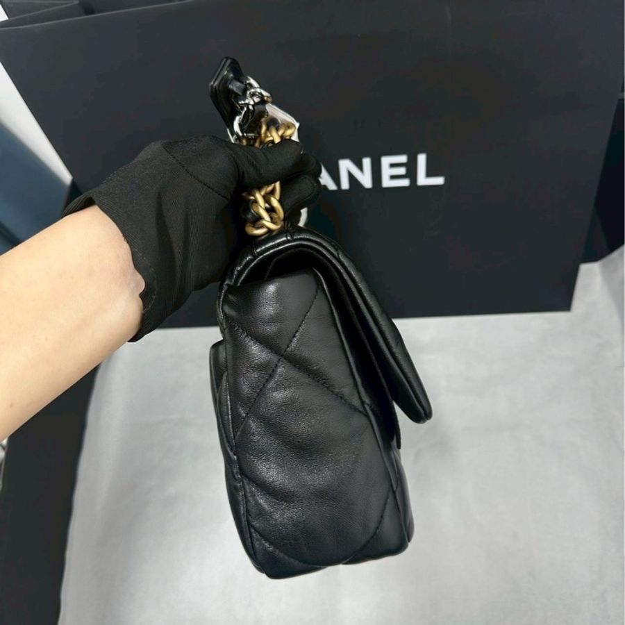 全配🈶購證😍人生包款❤️🔥Chanel香奈兒黑金小號19bag鏈條單肩斜挎手提包-11