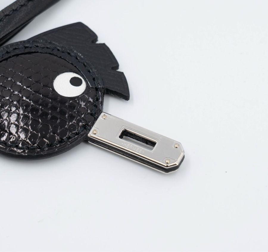 全新 HERMÈS 愛馬仕 鳥王Birdy 掛件 89 黑色 Noir (Black) 短吻鱷 霧面 蜥蜴皮 Epsom皮 Chevre山羊皮 銀扣-9