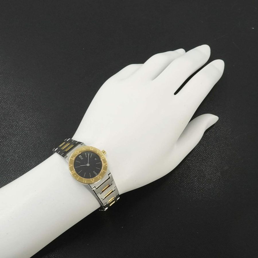 寶格麗 BB26SGD 女士腕錶,日期顯示,黑色 YG 黃金石英錶-2