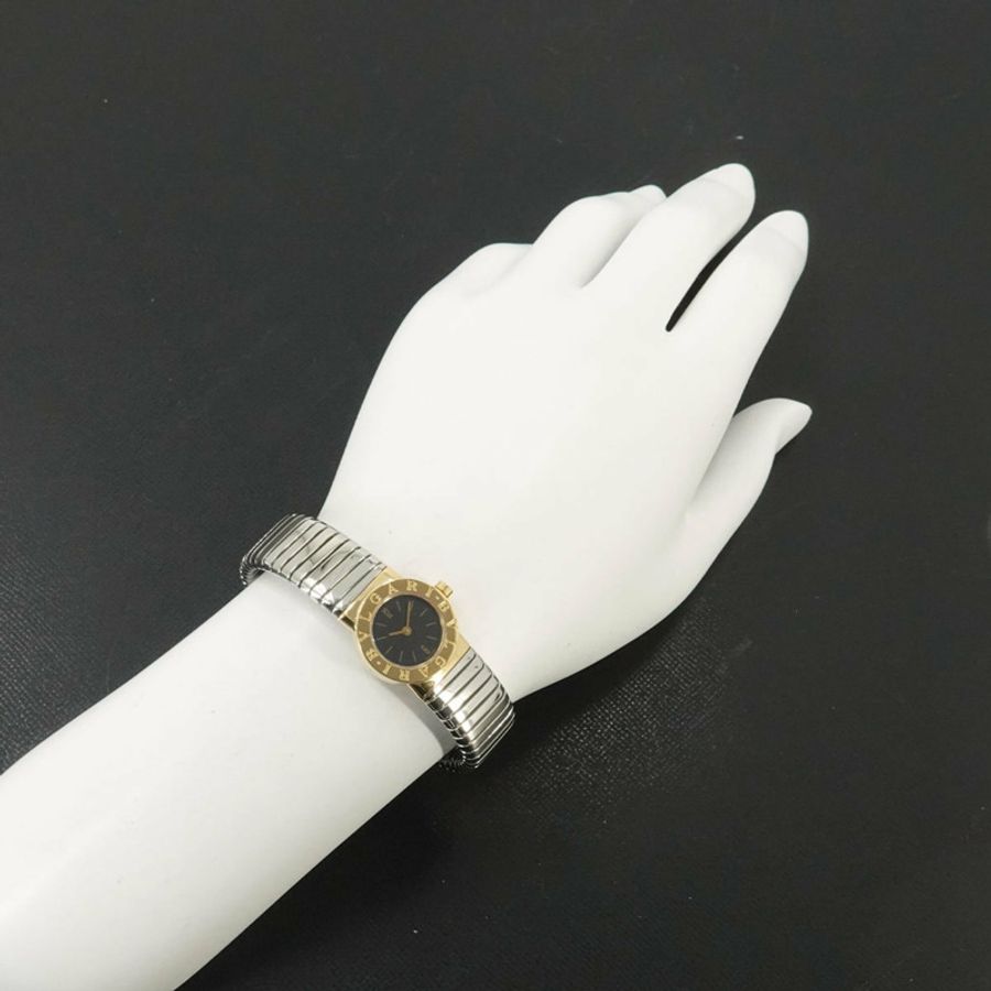 寶格麗 Tubogas Combination BB192T 女士腕錶 黑色 18K黃金 石英錶-2