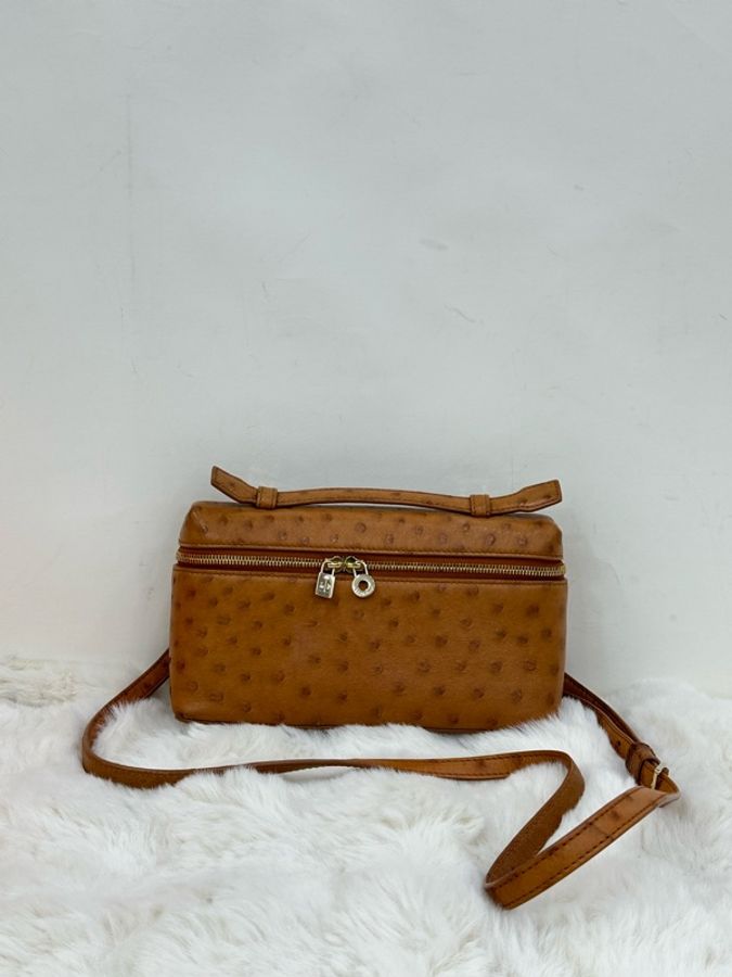 Loro Piana 鴕鳥皮L19包金棕干邑色-1