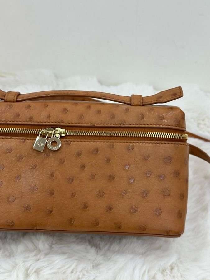 Loro Piana 鴕鳥皮L19包金棕干邑色-6