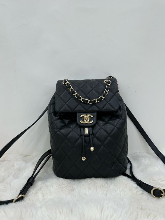 Chanel 香奈兒薩爾斯堡大中 黑色水波紋雙C扣雙肩包 24年 閒置有購證-1
