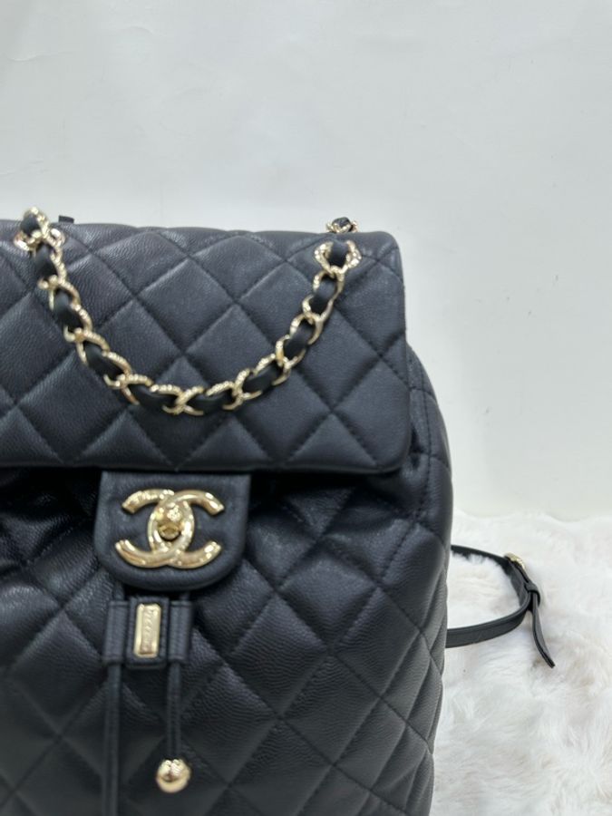 Chanel 香奈兒薩爾斯堡大中 黑色水波紋雙C扣雙肩包 24年 閒置有購證-6