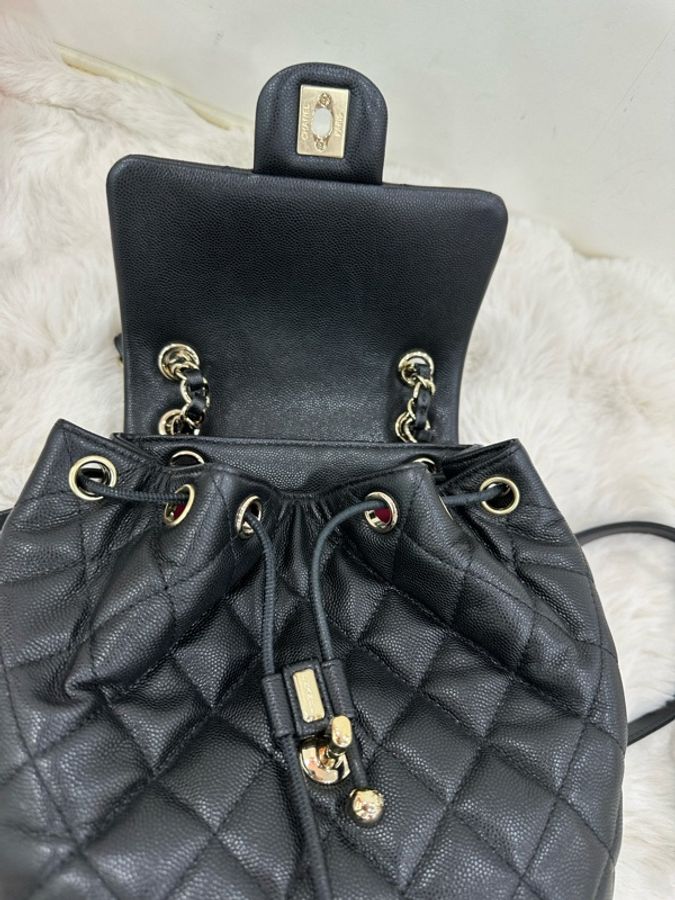 Chanel 香奈兒薩爾斯堡大中 黑色水波紋雙C扣雙肩包 24年 閒置有購證-7