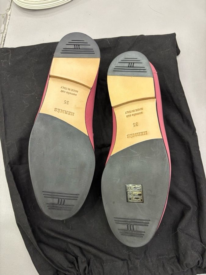 Hermes 愛馬仕 豬鼻子系列玫瑰色金扣 樂福鞋 35碼-4