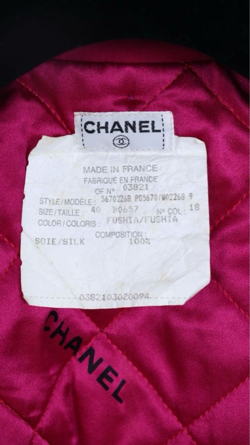 Chanel 94年可拆卸连帽玫紫色收腰棉服风衣外套-20