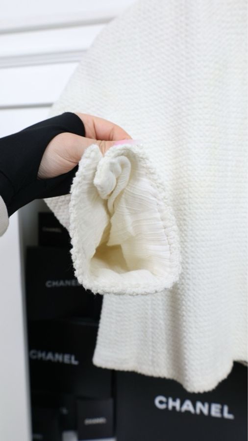 Chanel 11年白色粗花呢四口袋拉链外套-6