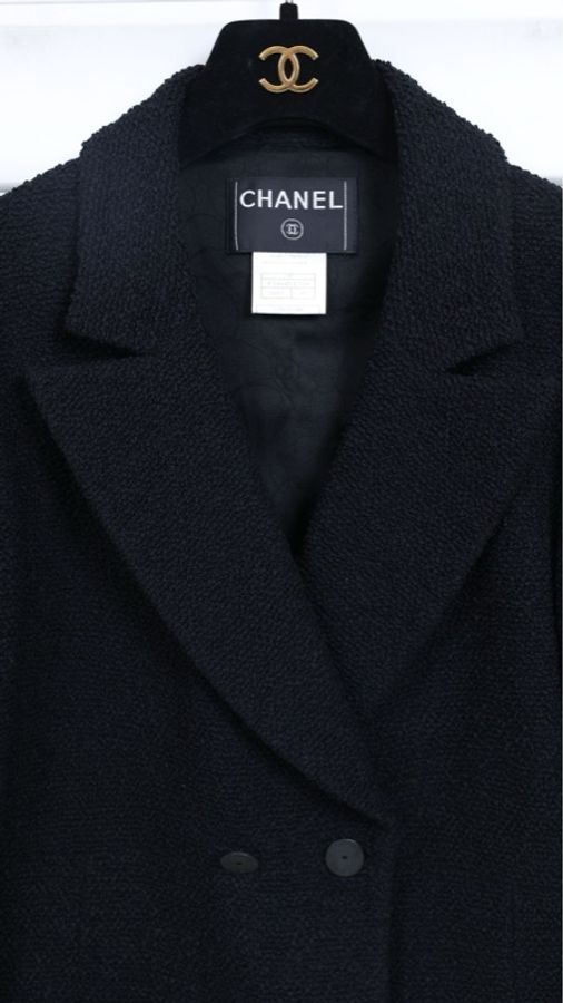 Chanel 03年黑色羊毛双排扣西装外套-5