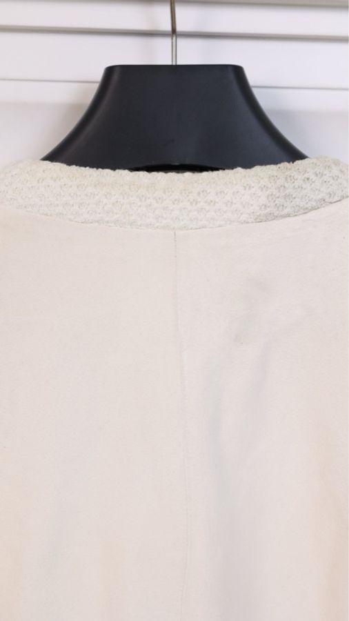 Chanel 07年米白色皮衣麂皮四口袋上衣外套-16