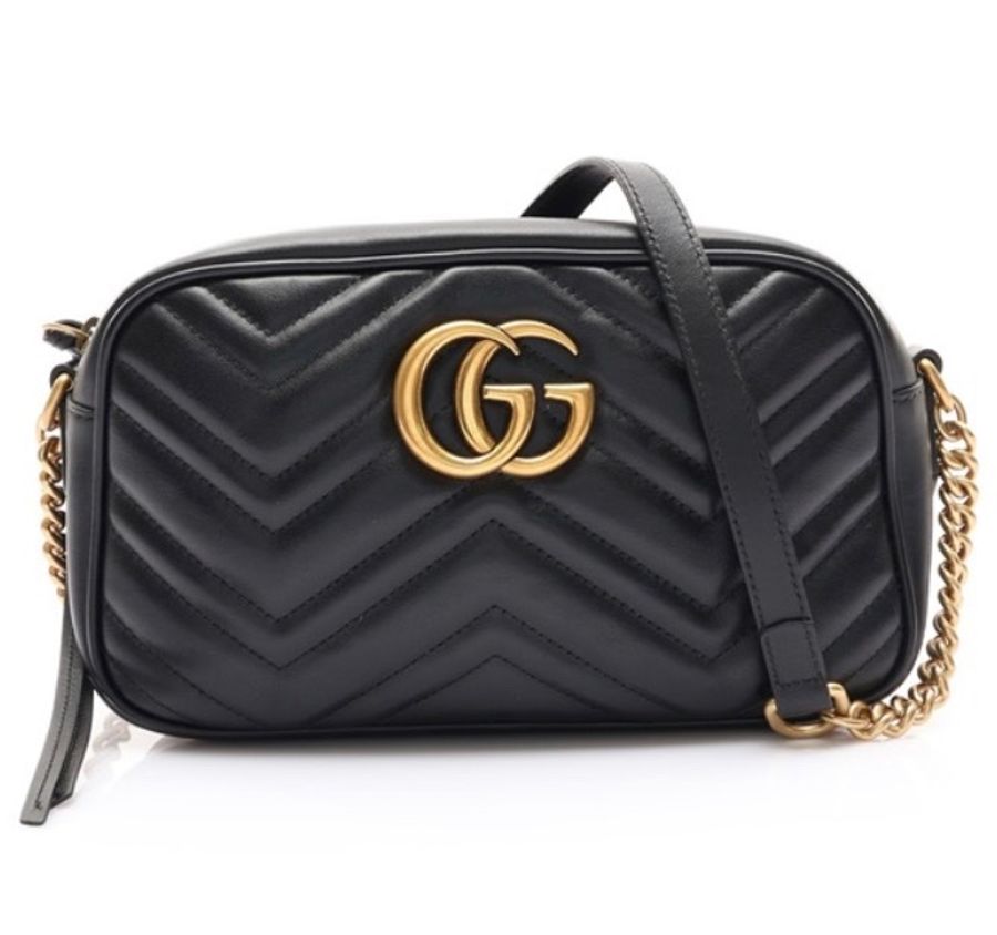 Gucci 古馳 黑色 Matelasse 牛皮 GG Marmont 相機-0