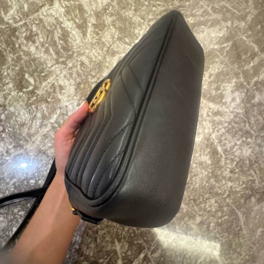 Gucci 古馳 黑色 Matelasse 牛皮 GG Marmont 相機-4