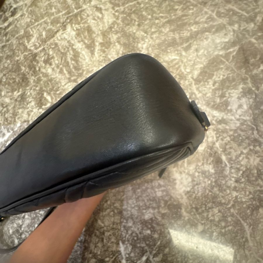 Gucci 古馳 黑色 Matelasse 牛皮 GG Marmont 相機-5