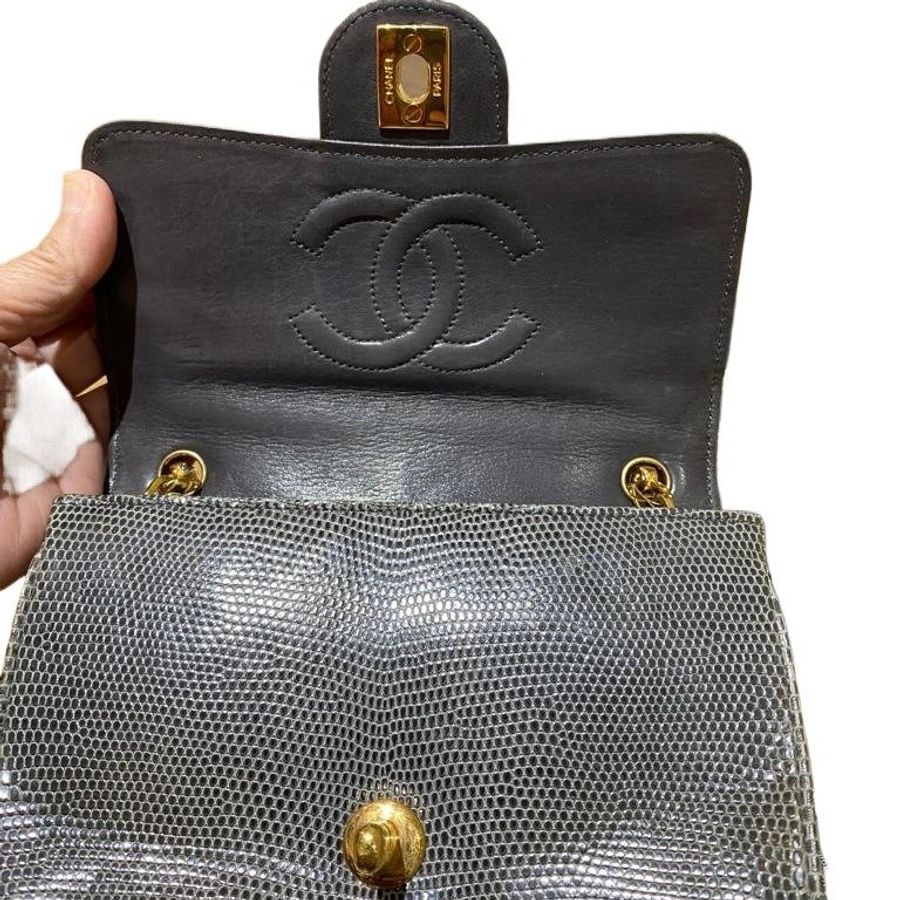 Chanel香奈兒雙C 扣特殊皮方胖子雕花鏈條包-20