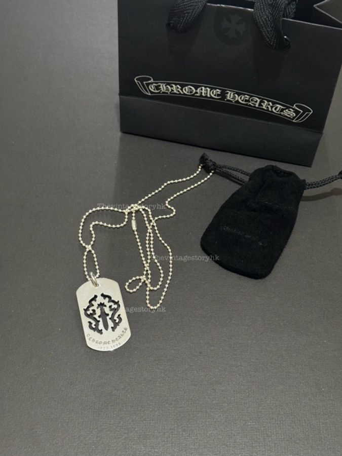 Chrome Hearts cut-out cross dog-tag pendant necklace-0