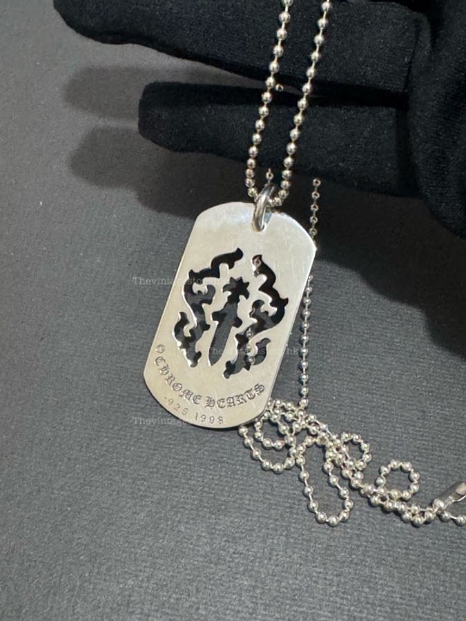 Chrome Hearts cut-out cross dog-tag pendant necklace-1