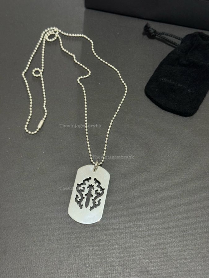 Chrome Hearts cut-out cross dog-tag pendant necklace-2