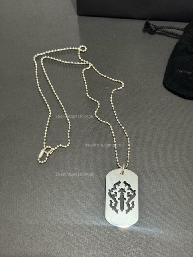 Chrome Hearts cut-out cross dog-tag pendant necklace-5