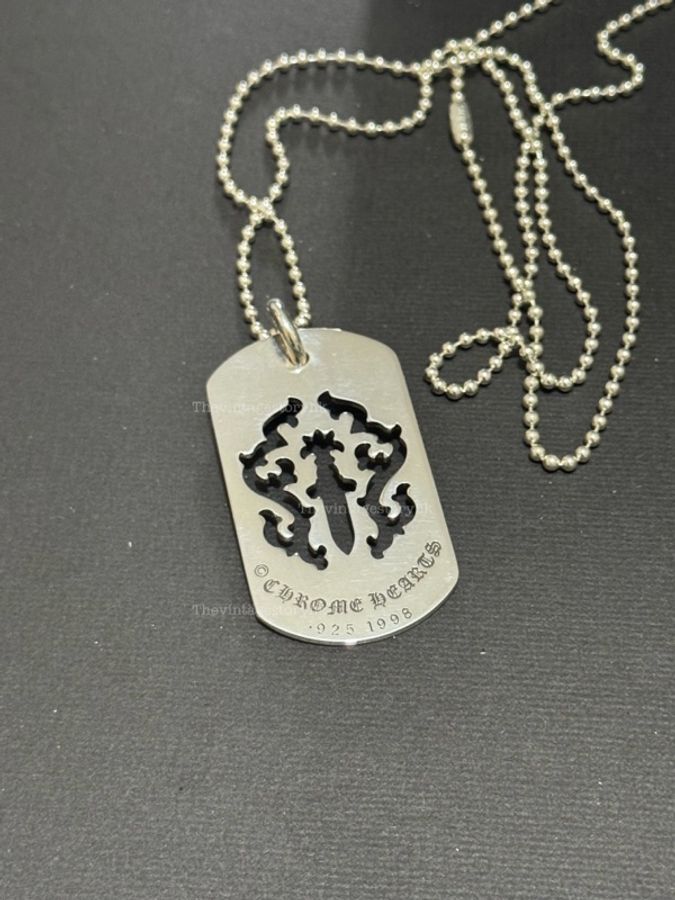 Chrome Hearts cut-out cross dog-tag pendant necklace-8