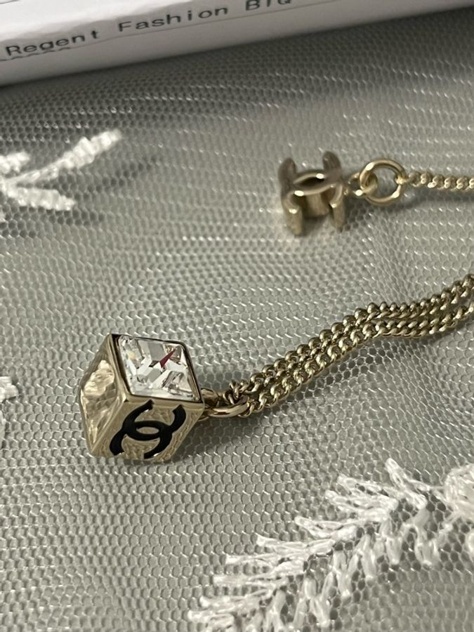 CHANEL 香奈兒《全新》25C Cube 小方糖雙C項鍊 金色|雙面Logo|可調式長短鍊-18