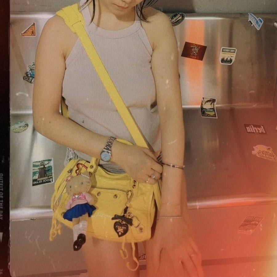 巴黎世家 機車包 黃色 復古包 腋下包 托特包 側背包 balenciaga mini city bag yellow-1