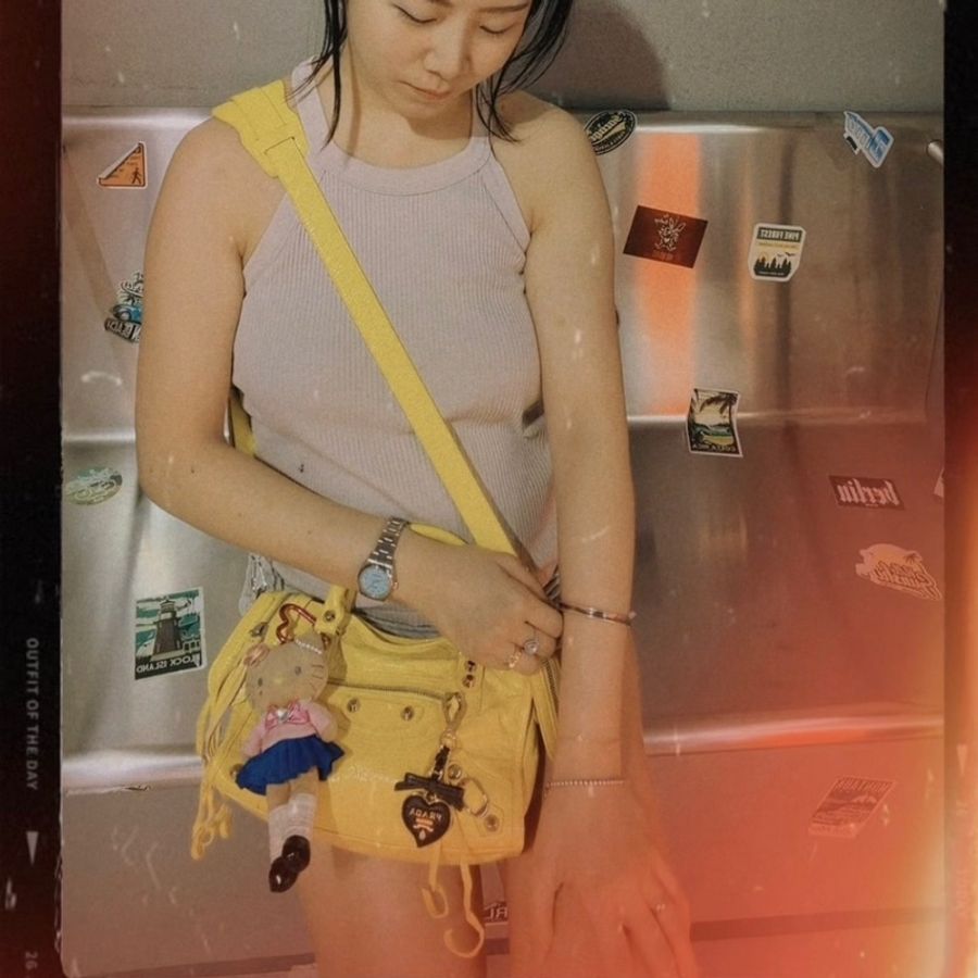 巴黎世家 機車包 黃色 復古包 腋下包 托特包 側背包 balenciaga mini city bag yellow-6