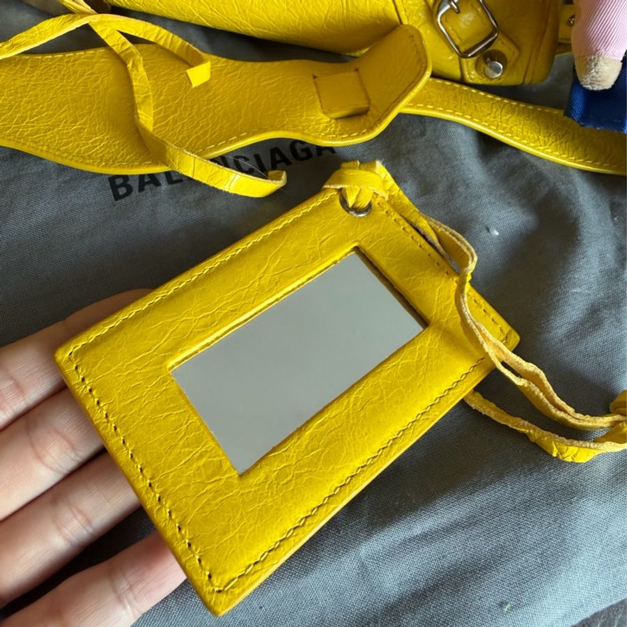 巴黎世家 機車包 黃色 復古包 腋下包 托特包 側背包 balenciaga mini city bag yellow-30