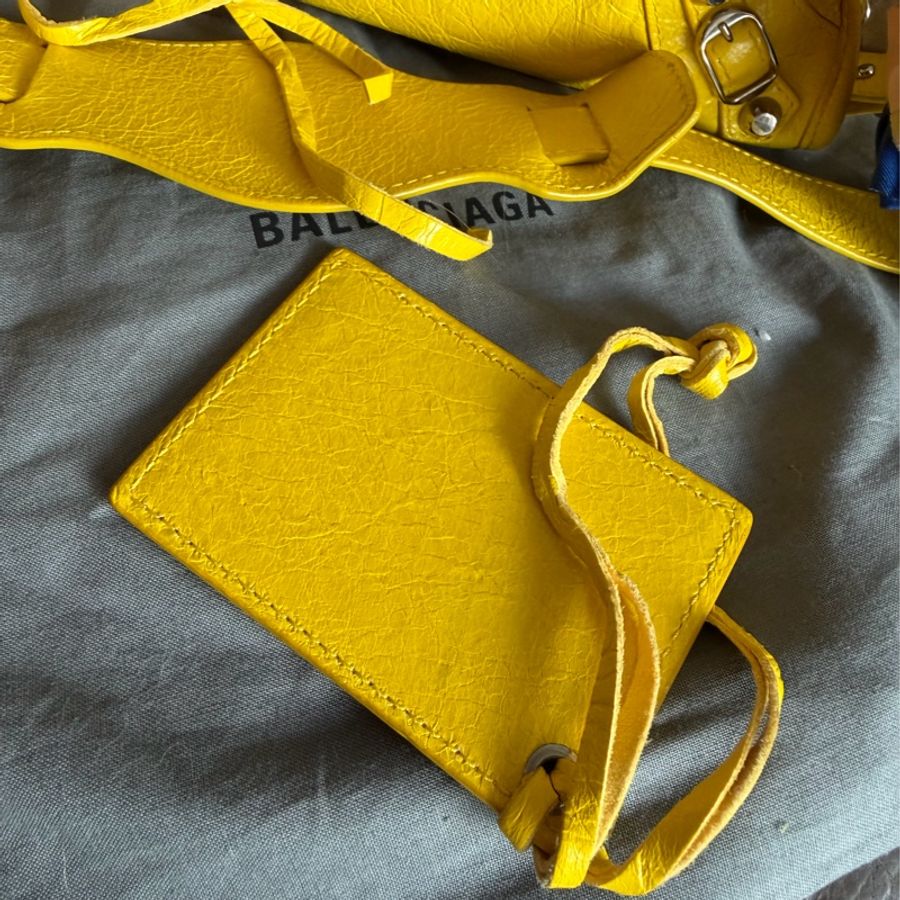 巴黎世家 機車包 黃色 復古包 腋下包 托特包 側背包 balenciaga mini city bag yellow-31