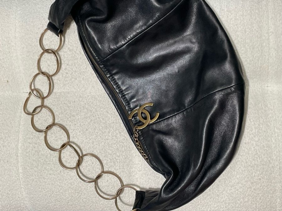 ▪️富貴選物FUGUEI▪️Chanel 古董珍藏Vintage 圓環牛角包🥐 黑金-5