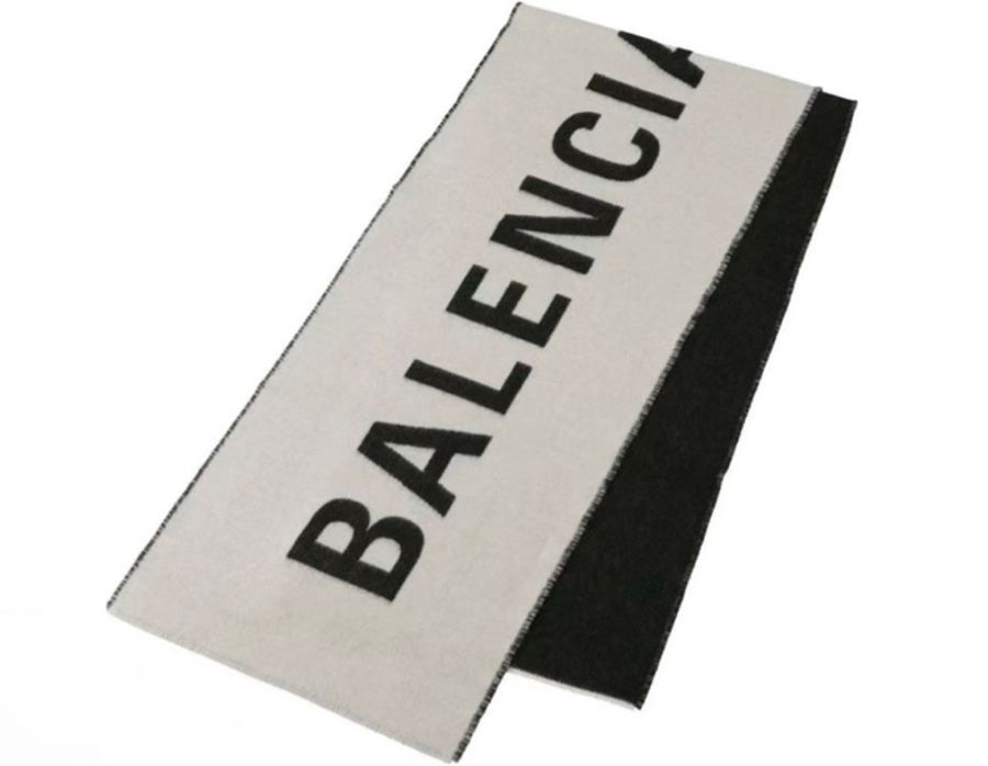 Balenciaga✨黑白拼色字母雙面羊毛羊絨圍巾-0