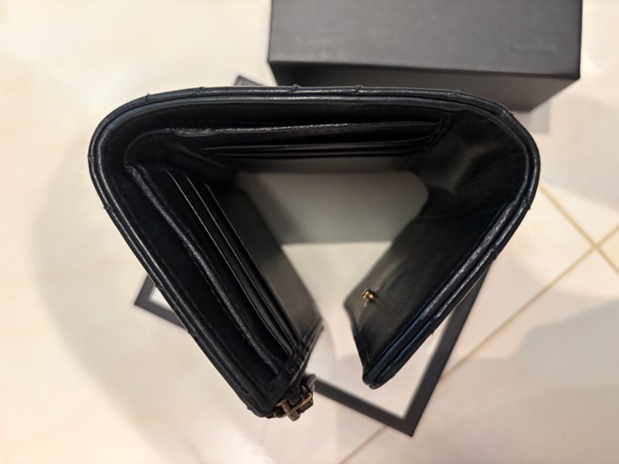 Gucci Marmont 黑牛皮革三折短夾錢包-8