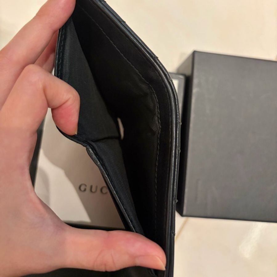 Gucci Marmont 黑牛皮革三折短夾錢包-9