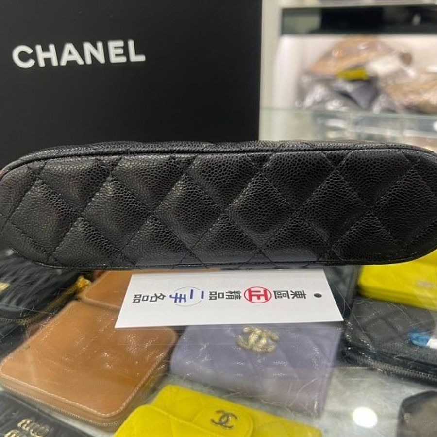 東區正精品㊣CHANEL AP4016近全新香奈兒黑色荔枝牛皮金鍊拉鍊貝殼包斜背包 RZ6554-5