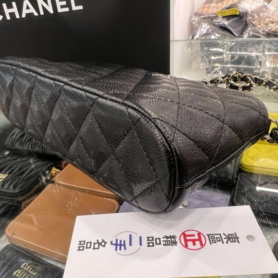東區正精品㊣CHANEL AP4016近全新香奈兒黑色荔枝牛皮金鍊拉鍊貝殼包斜背包 RZ6554-6