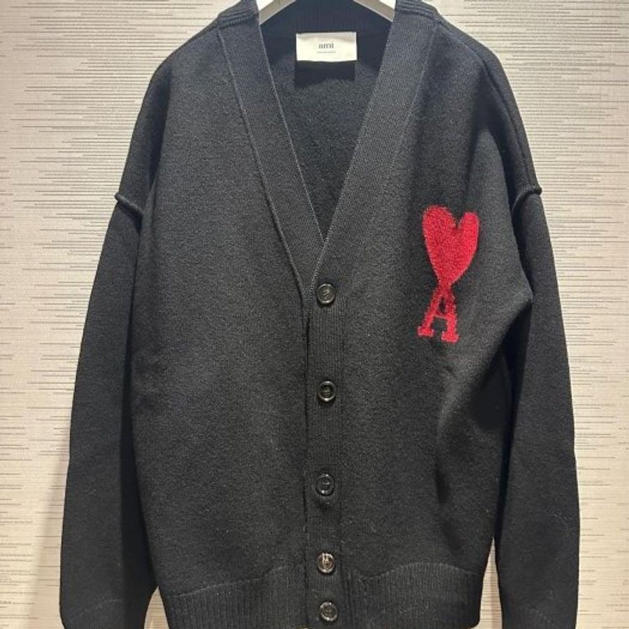 💎Han's house精品服飾💎AMI PARIS 愛心 毛衣 開衫外套 葡萄牙製 男女共穿 可手水洗 現貨 L 原價19200-0