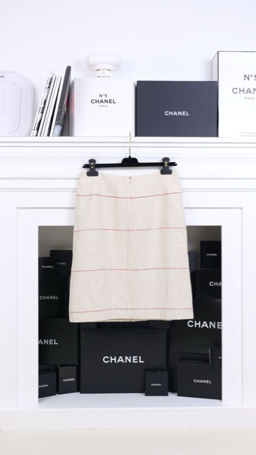 Chanel 00年奶白色红宝石半裙-1